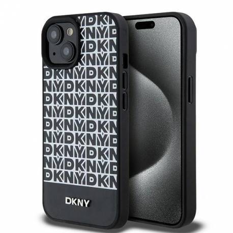 Etui Dkny Leather Printed Pattern Metal Logo Magsafe Na Iphone 15 / 14 / 13 - Czarne