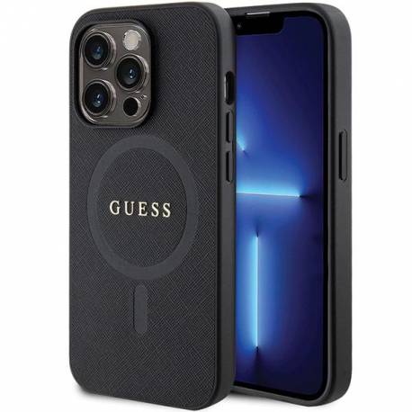 Etui Guess GUHMP14XPSAHMCK na iPhone 14 Pro Max 6.7" - czarne Saffiano MagSafe