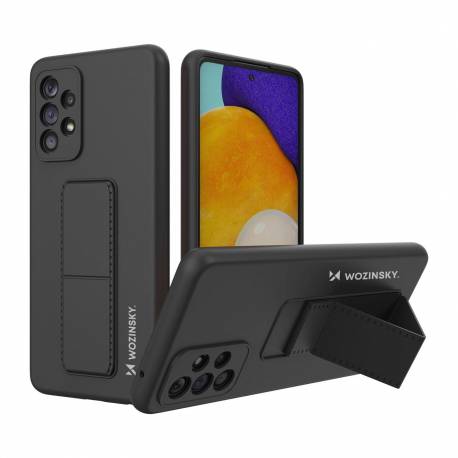 Wozinsky Kickstand Case elastyczne silikonowe etui z podstawką Samsung Galaxy A73 czarny