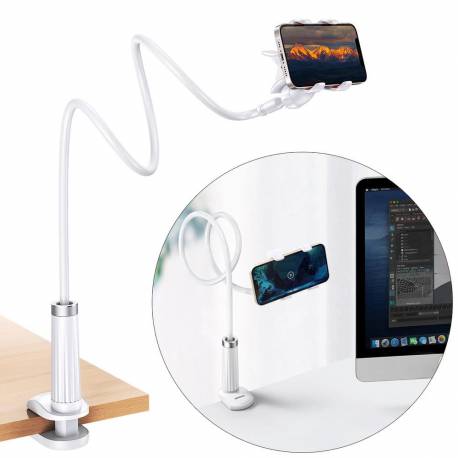 Ugreen Uniwersalny Uchwyt Stojak Podstawka Na Telefon Tablet (Do 12Cm Szerokości) Statyw Lazy Holder Z Elastycznym Ramieniem Bia
