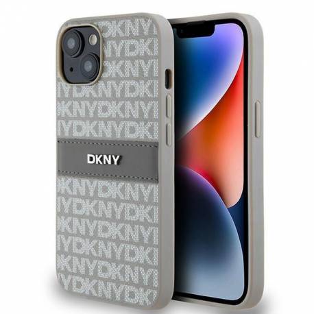 Etui Dkny Leather Mono Stripe & Metal Logo Na Iphone 15 / 14 / 13 - Beżowe
