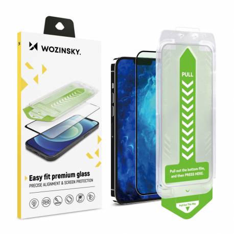 Szkło hartowane 9H z ramką montażową do iPhone 15 Pro Wozinsky Premium Glass - czarne