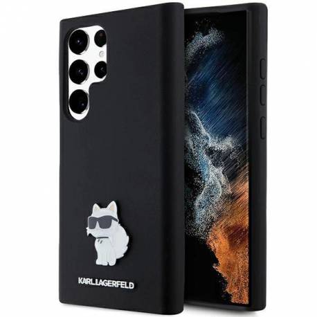 Etui Karl Lagerfeld Silicone Choupette Metal Pin Na Samsung Galaxy S23 Ultra - Czarne