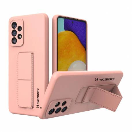 Wozinsky Kickstand Case elastyczne silikonowe etui z podstawką Samsung Galaxy A73 różowy