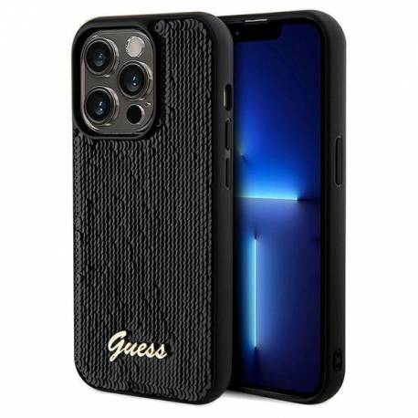 Etui Guess Sequin Script Metal Na Iphone 14 Pro Max - Czarne