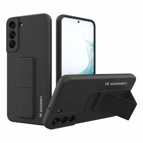 Wozinsky Kickstand Case elastyczne silikonowe etui z podstawką Samsung Galaxy S22+ (S22 Plus) czarny