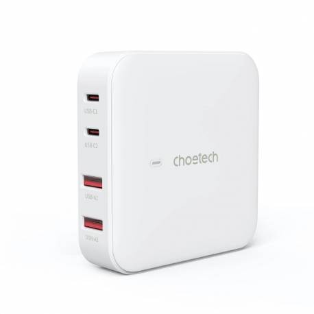 Szybka Ładowarka Sieciowa Gan Choetech Pd8008 100W 2X Usb-A / 2X Usb-C - Biała