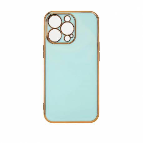 Lighting Color Case etui do iPhone 12 Pro Max żelowy pokrowiec ze złotą ramką miętowy