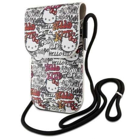 Torebka Hello Kitty Leather Tags Graffiti Cord - Beżowa