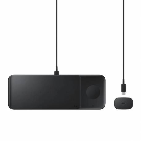 Samsung ładowarka bezprzewodowa stacja ładująca Trio do telefonów / Galaxy Watch / słuchawek TWS czarny + ładowarka sieciowa 25W