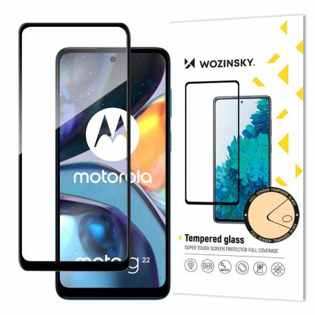 Wozinsky super wytrzymałe szkło hartowane Full Glue na cały ekran z ramką Case Friendly Motorola Moto G22 czarny