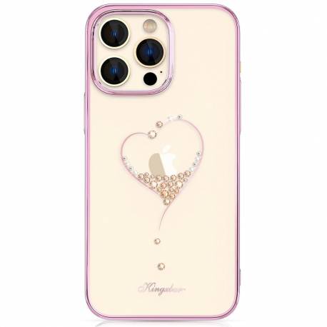 Kingxbar Wish Series etui iPhone 14 Pro Max ozdobione kryształami różowe