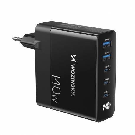 Ładowarka Sieciowa Gan Wozinsky Cgwcb 140W 3 X Usb-C / 2 X Usb-A - Czarna
