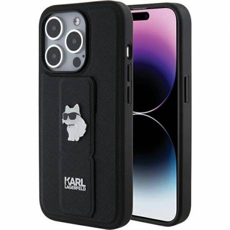 Etui Karl Lagerfeld Gripstand Saffiano Choupette Pins Na Iphone 15 Pro Max - Czarne