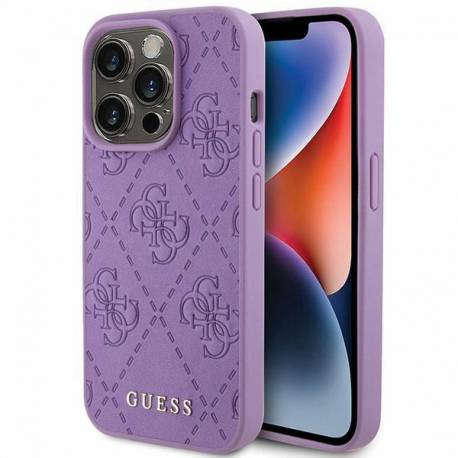 Etui Guess Leather 4G Stamped Na Iphone 15 Pro - Fioletowe