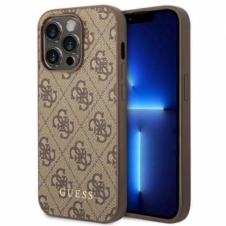Etui Guess 4G Metal Gold Logo Na Iphone 14 Pro Max - Brązowe