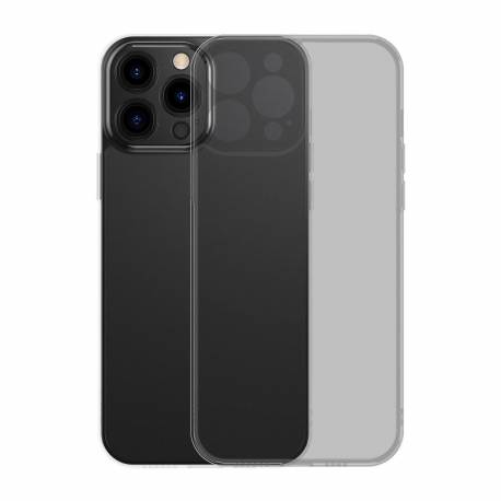 Baseus Frosted Glass Case etui pokrowiec do iPhone 13 Pro Max sztywna obudowa z żelową ramką czarny (ARWS001101)