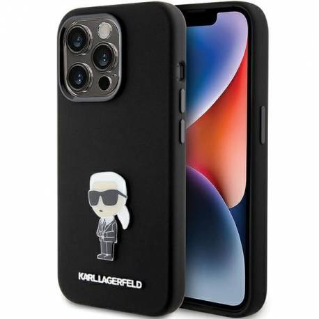 Etui Karl Lagerfeld Silicone Ikonik Metal Pin Na Iphone 15 Pro - Czarne