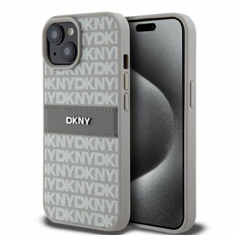 Etui Dkny Leather Mono Stripe & Metal Logo Na Iphone 15 Plus / 14 Plus - Beżowe