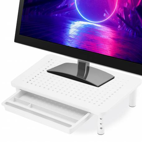 Podstawka Pod Monitor Laptop Nankin Biała + Szuflada