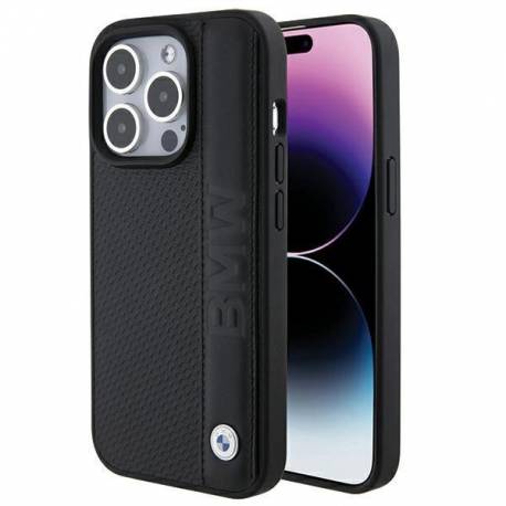 Etui Bmw Leather Textured & Stripe Na Iphone 15 Pro - Czarne