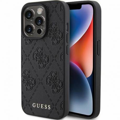 Etui Guess Leather 4G Stamped Na Iphone 15 Pro - Czarne