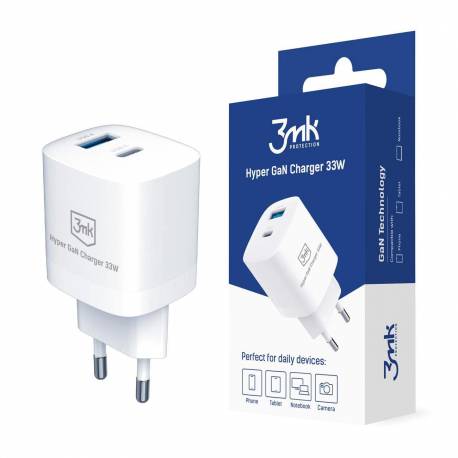 Ładowarka Sieciowa 3Mk Hyper Charger Gan 33W Usb-C Usb-A - Biała