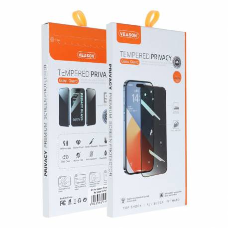 Szkło Hartowane 6D Pro Veason Privacy Glass - Do Iphone 13 Pro / 14 Czarny