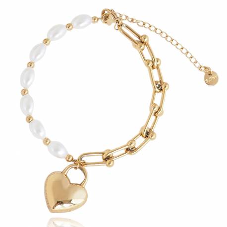 Bransoletka Na Rękę Stal Chirurgiczna Pozłacana 14K Złotem Lustrous Love Collection Bst1507
