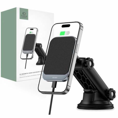 Uchwyt Tech-Protect Mm15W-V2 Samochodowy Na Telefon Z Ładowarką Indukcyjną Magsafe 15W Na Kokpit - Czarny