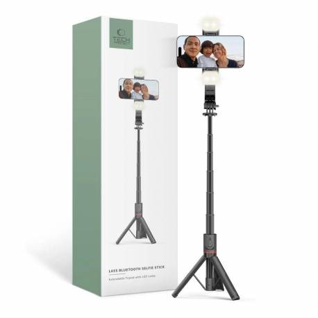 Selfie Stick Tech-Protect L05S Bluetooth Z Tripodem Do 105Cm Z Lampą Led - Czarny