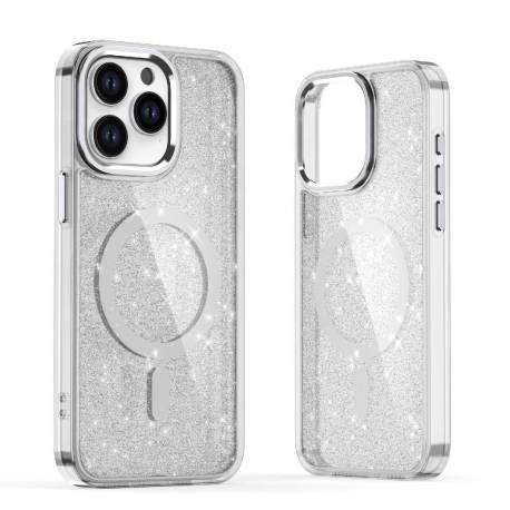 Etui Glitter Case Magsafe Na Iphone 16 Pro Max - Białe Z Brokatem