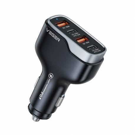 Veger Ładowarka Samochodowa 2 X Usb A + 2 X Typ C Pd Qc 3A 66W Cc53-2A2C Czarna