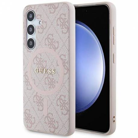 Etui Guess 4G Collection Leather Metal Logo Magsafe Na Samsung Galaxy S24 - Różowe