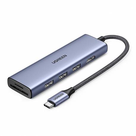 Hub Ugreen Cm511 20956A 6W1 Usb-C - Hdmi / 3X Usb-A 3.0 / Czytnik Kart Sd/tf - Szary