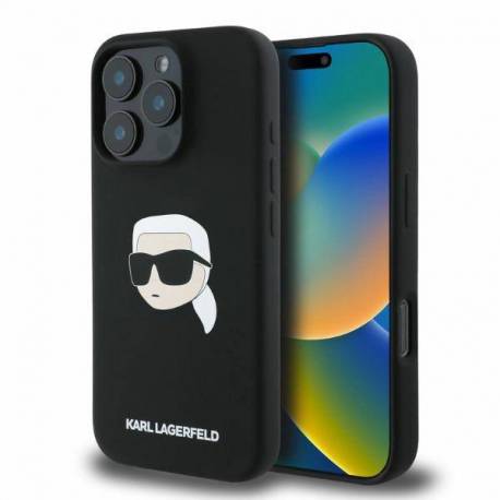 Etui Karl Lagerfeld Silicone Karl Head Print Magsafe Na Iphone 16 Pro - Czarne