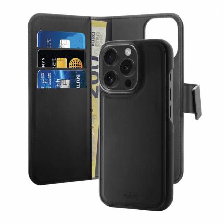 Etui Z Ekoskóry Puro Wallet Detachable Magsafe 2W1 Z Klapką I Portfelem Do Iphone 16 Pro Max - Czarne