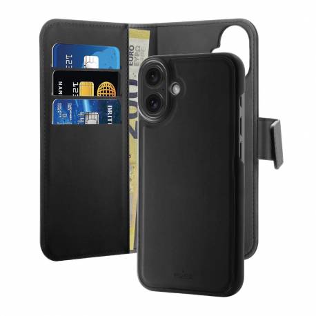 Etui Z Ekoskóry Puro Wallet Detachable Magsafe 2W1 Z Klapką I Portfelem Do Iphone 16 Plus - Czarne