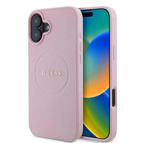Etui Guess Grained Gold Ring Magsafe Na Iphone 16 Plus - Różowe