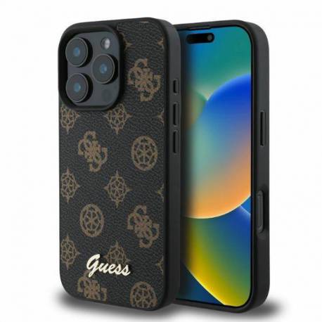 Etui Guess Peony Script Magsafe Na Iphone 16 Pro Max - Czarne