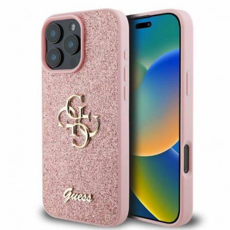 Etui Guess Fixed Glitter Big 4G Na Iphone 16 Pro Max - Różowe