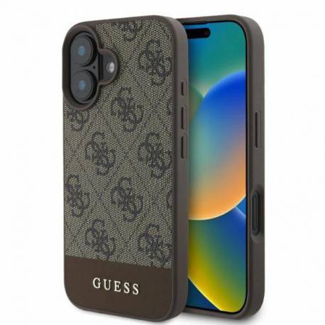 Etui Guess 4G Bottom Stripe Na Iphone 16 - Brązowe