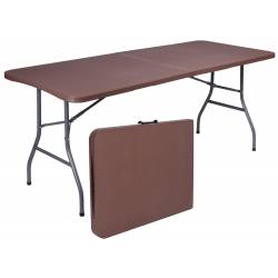 Stół cateringowy RATTAN składany w walizkę - 180 cm - brązowy