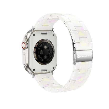 Forcell F-Design Fa04 Pasek Żywiczny Marmurkowy Do Apple Watch 42 / 44 / 45 / 49 Mm Biały