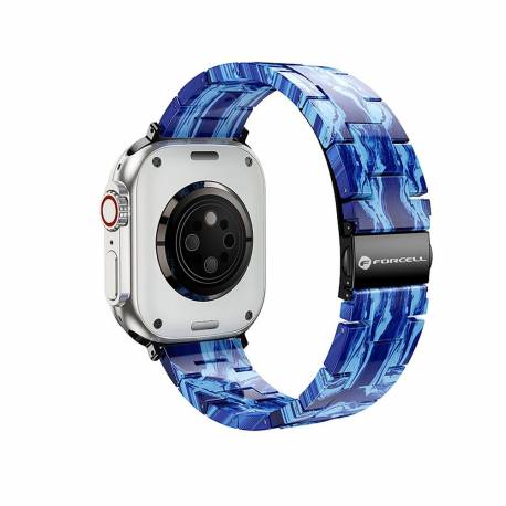 Forcell F-Design Fa04 Pasek Żywiczny Marmurkowy Do Apple Watch 42 / 44 / 45 / 49 Mm Niebieski