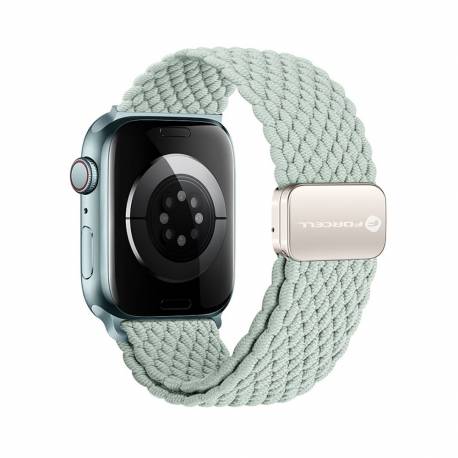Forcell F-Design Fa02 Pasek Magnetyczny Nylonowy Do Apple Watch 42 / 44 / 45 / 49 Mm Jasny Zielony