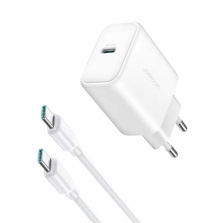 Ładowarka Joyroom Jr-Tcf24 Sieciowa Usb-C Pd 30W Qc Sfc - Biała + Kabel Usb-C 1M