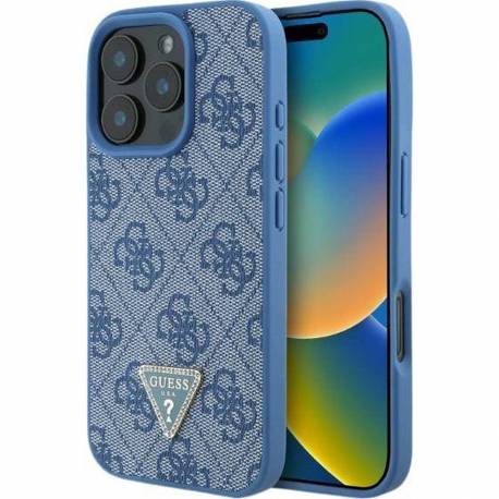 Guess Futerał Do Iphone 16 Guhcp16Sp4Tdpb (Pu Leather 4G Triangle Strass) Niebieski