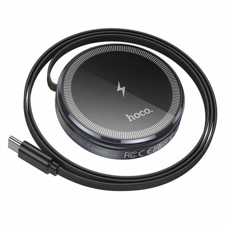 Hoco Ładowarka Indukcyjna Z Chowanym Kablem Typ C Kompatybilna Z Magsafe I Apple Watch 15W Cq18 Szara