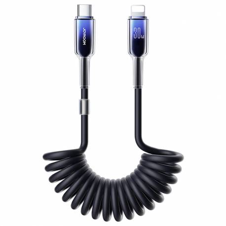 Kabel Spiralny Joyroom S-A43 Crystal-Clear Series 30W Usb-C - Lightning 1,5M - Czarny